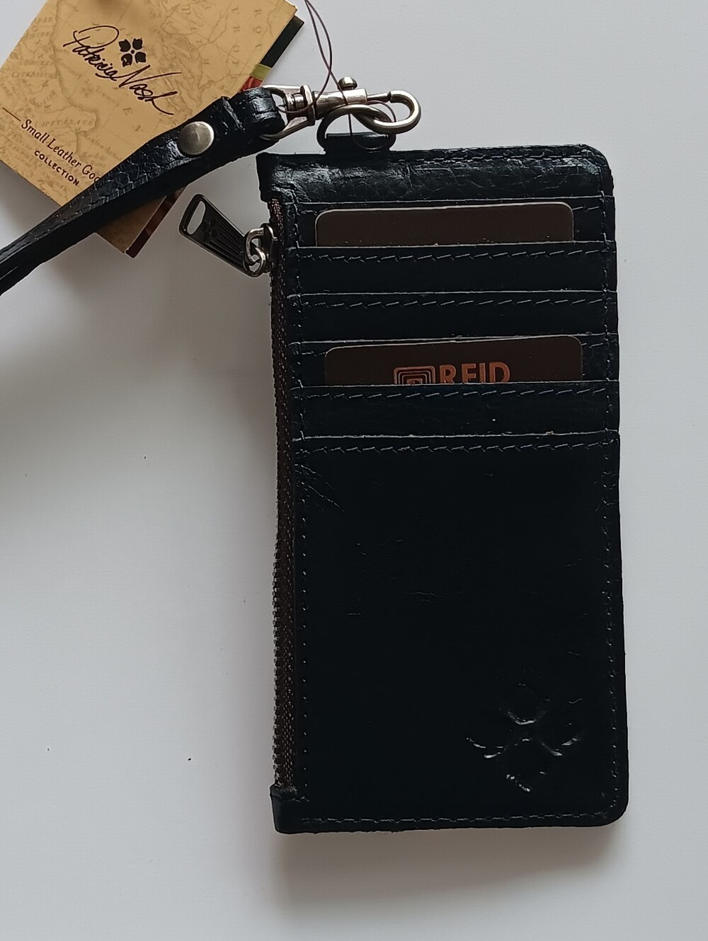 Patricia Nash Leather Woven Floral Tapestry Wristlet Card Wallet Almeria Black - Picture 10 of 12